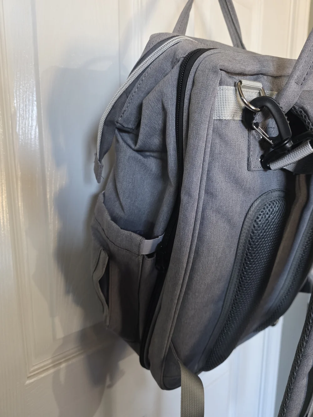 Gray Baby Diaper Backpack - Practical Hands-Free Baby Bag